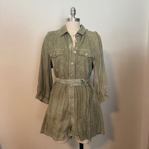 Anthropologie Green Utility Romper